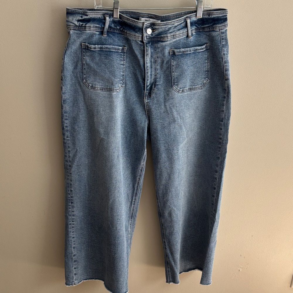 Mica Cropped Wide Leg Front Pocket Jeans  size 18w